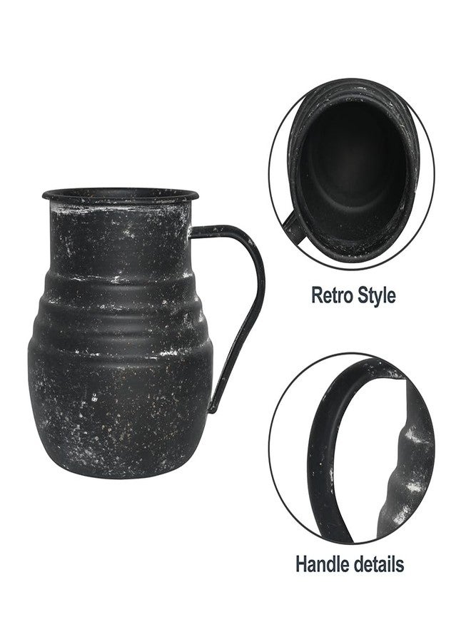 Chadechimo Rustic Metal Farmhouse Vase Shabby Chic Small Pitcher Fall Black Vase Brown Decorative Vase for Farmhouse Kitchen Decor - Image 3